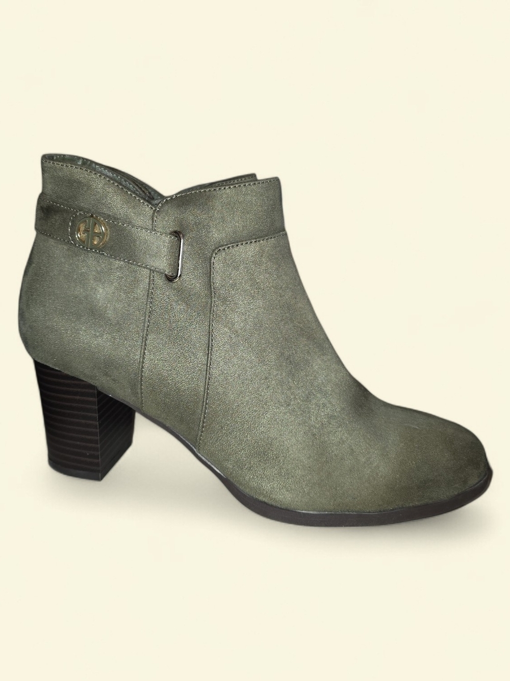 Giani Bernini Olive Suede Block Heel Ankle Bootie
